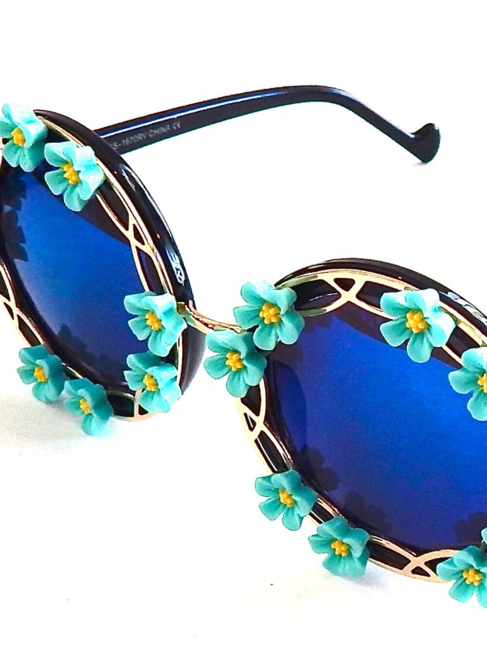 GASOLINE GLAMOUR SUMMER OF LOVE MORNING GLORY BLUE BIRDCAGE GLASSES 🐦🦋🩵